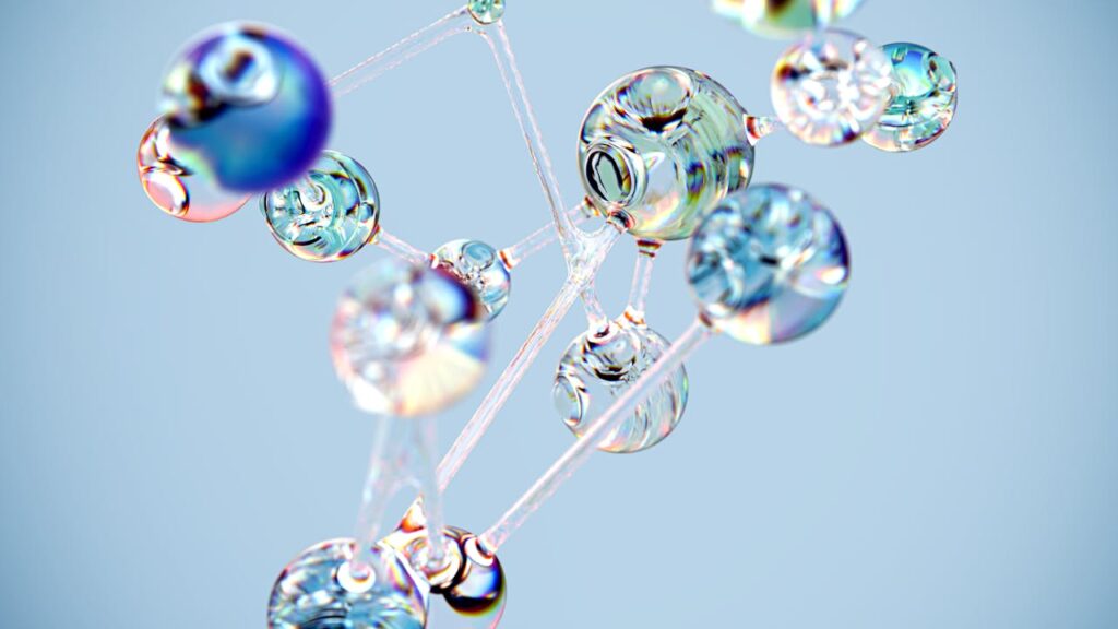abstract glass molecule showing data nodes
